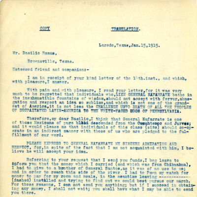 Basilio Ramos Jr. correspondence