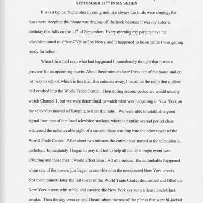 Essay: September 11th in my Shoes