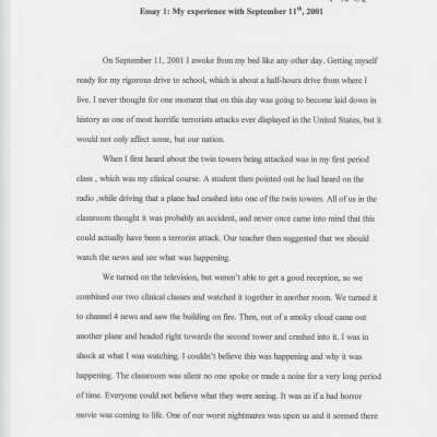 Essay: My Experience with September 11th, 2001