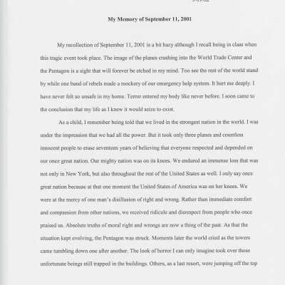 Essay: My Memory of September 11, 2001