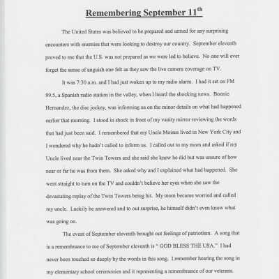 Essay: Remembering September 11th