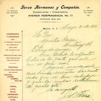 Col. J. O. Flores correspondence