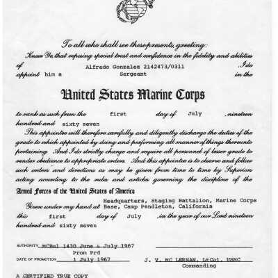 Certificate of Promotion