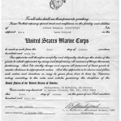 Certificate of Promotion
