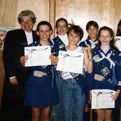 Guides receiving All Around Cord Girl Guides of Canada, 1993.tif