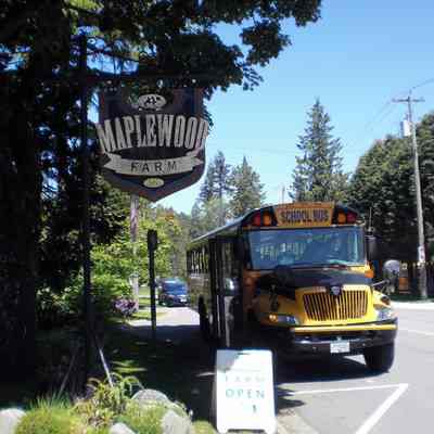 Maplewood Farm; school bus with farm sign
