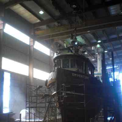 3160 - Inside Dollarton Shipyards; S.S. GM Venture (front), and S.S. Arctic Ocean (behind), in drydock CIMG0055.tif
