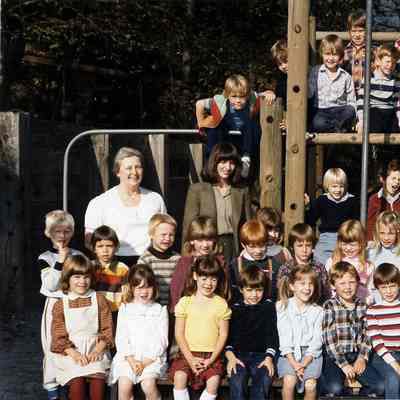 Burrard View School kids in playground 1980-81