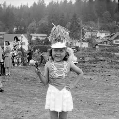 3299 - May Day Parade majorette Anne Wells, Burns Ave c1953.tif