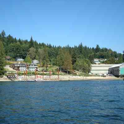 New homes, McKenzie Barge - view from water