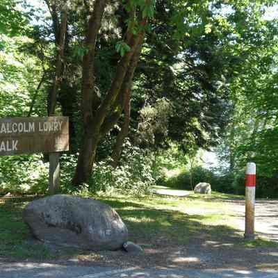 Cates Park/Whey-ah-Wichen (West); Malcolm Lowry walk terminus and sign - 1