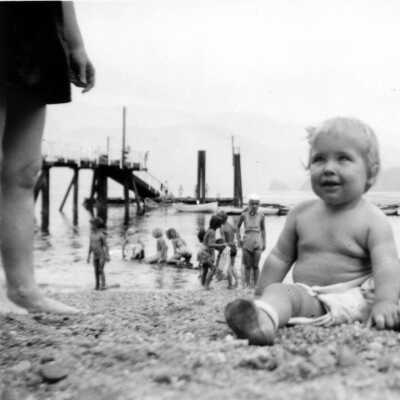 Merrilee on beach Aug 1948