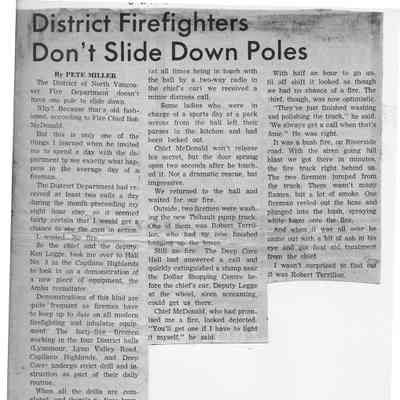 District Firemen don't slide down poles news story