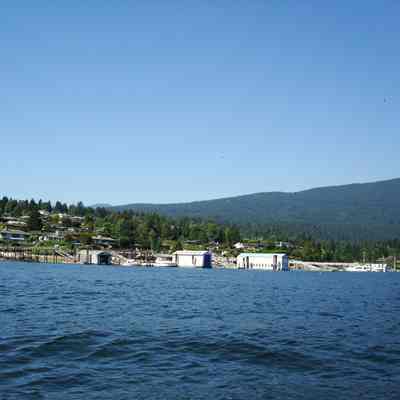 Dollarton waterfront, private boat houses - view from water