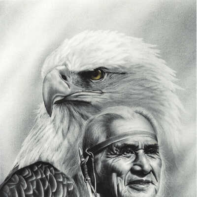 Chief Dan George - Hawk - painting by Sam Lee