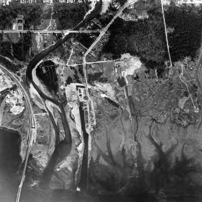14 - Maplewood Industrial, Seymour River with train bridge, 1953