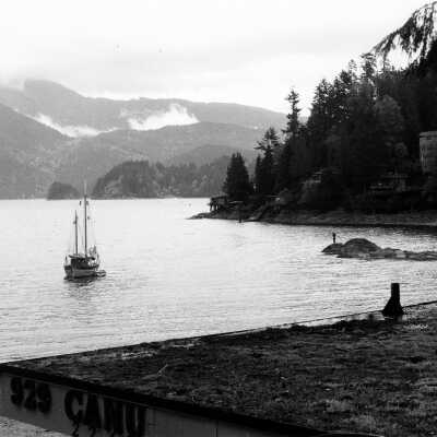 Canoe Rental roof with view of Deep Cove and boat