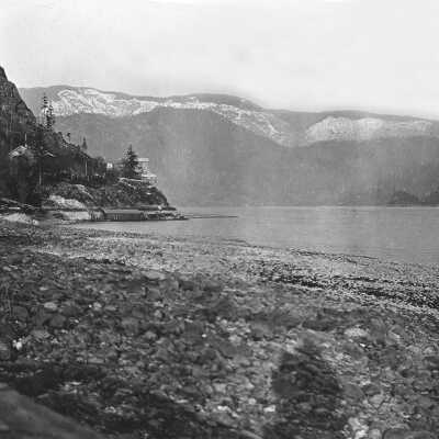 Granite Quarries Ltd in distance, low tide in Deep Cove