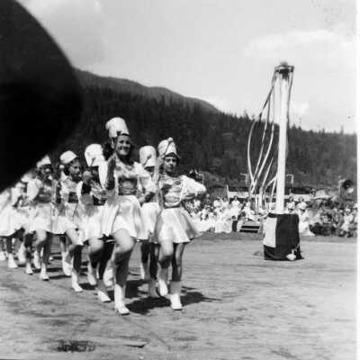 Majorettes on baseball field