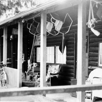 Front porch log cabin, DC Park 1986