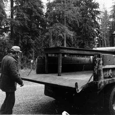 Terry Shaw with table from Dollar Mill 1986