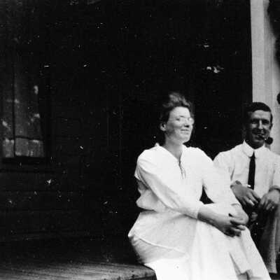Wood Family; Top right Mary at tennis court at Woodlands,