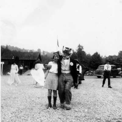 Clown & Fan, Cowboy in Background