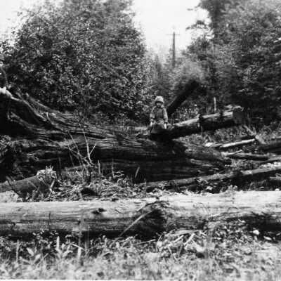Moore children at clearing of 1st Moore house.