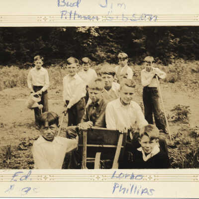 Roche Point School Garden with students, June 1934