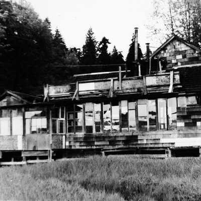 Maplewood Mudflats, full front of Squatter's shack, waterside