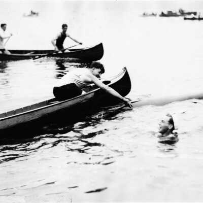 Deep Cove Regatta - canoe tilting c1926