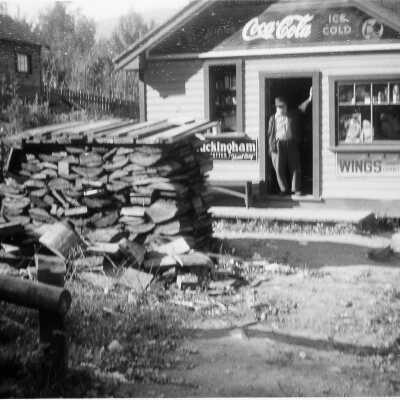 Moore by store in doorway