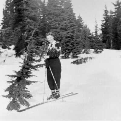 Margaret Gillis skiing on Mt Seymour c1940s