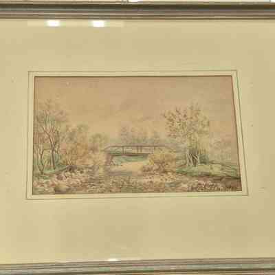 Watercolor Kinsman Covered Bridge