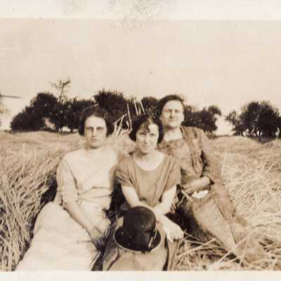 Three Woman in Hay Field