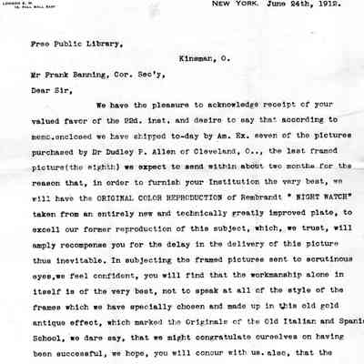 Letter from Hanfstaengl to Banning, 1912