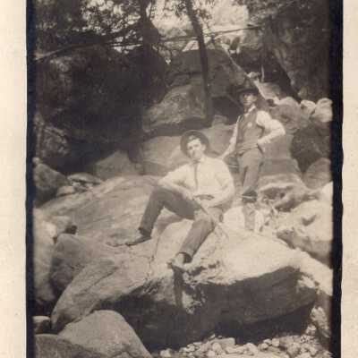 Two Men in Rocky Landscape, 1910