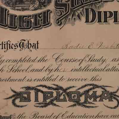 Sadie Nesbitt High School Diploma, 1902