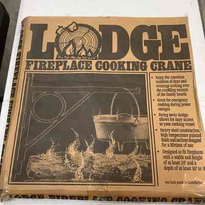 Fireplace cooking crane in original box open