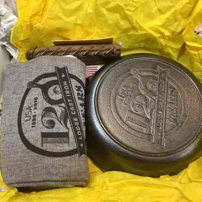 120 Years Press Kit #5 skillet, dish towel, handle