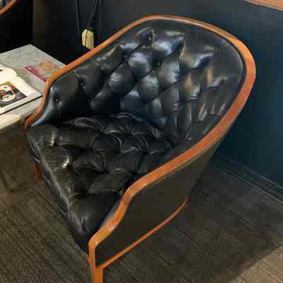 Black leather club chair