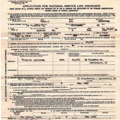 Application for Life Insurance, WWII