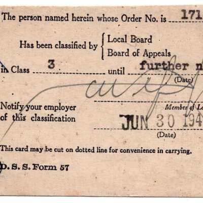 Classification Form 57, US Army WWII