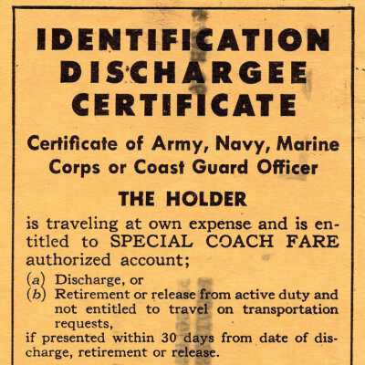 Discharge Certificate, WWII