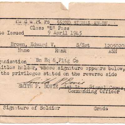 Class B Pass, WWII
