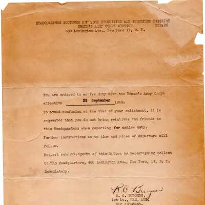 WWII WAC Enlistment Letter