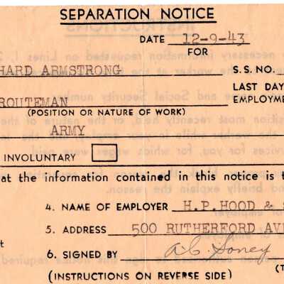 Seperation Notice, WWII