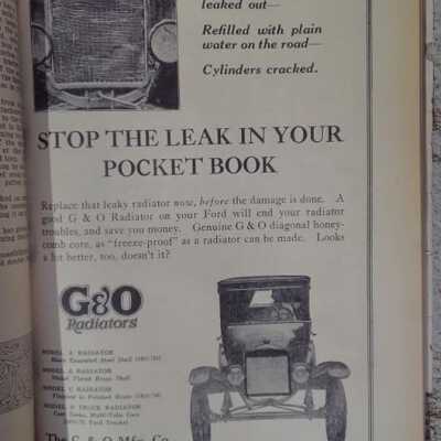 1922 febuary dealer magazine -3: 1922 febuary dealer magazine featuring a G&O radiator advertisement.