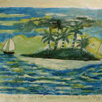 Untitled (Cay With Two Sailboats)