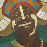Untitled (Face of Junkanooer with hoops through nose)